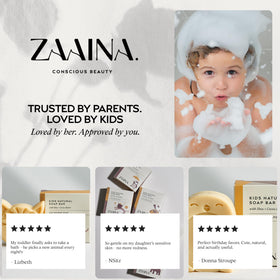 ZAAINA dog-shaped soap bar in a colourful display