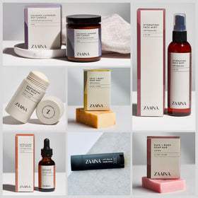 ZAAINA Heel Balm jar with natural oils displayed