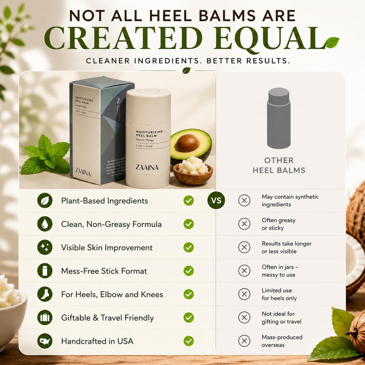 ZAAINA Heel Balm Stick packaging side view