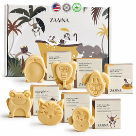 ZAAINA Kids Natural Soap Bar Set of 6 with animal shapes