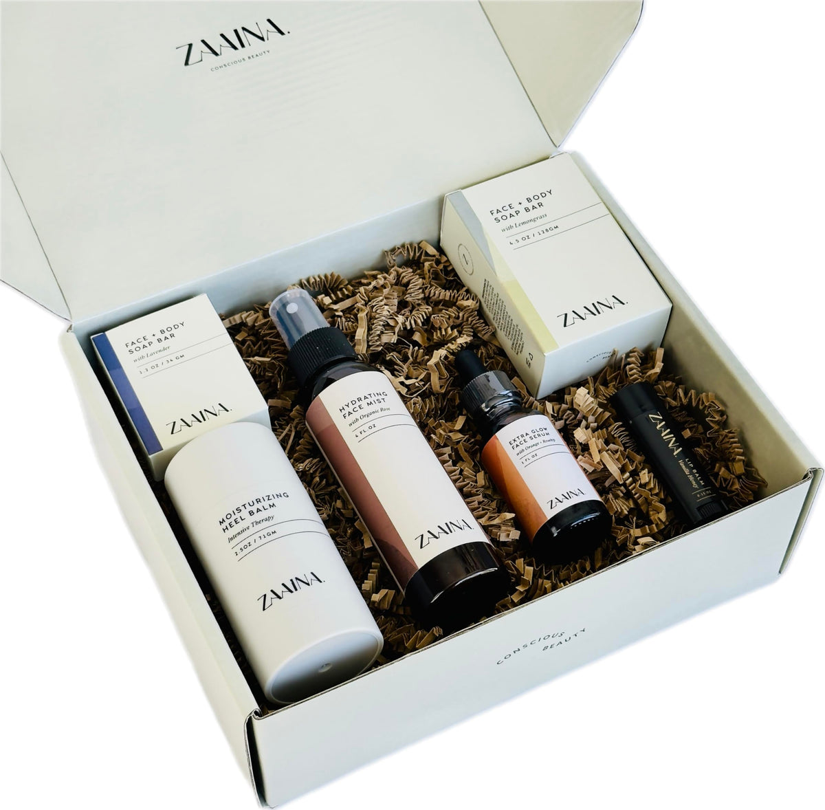 ZAAINA Spa Gift Basket with Extra Glow Face Serum and Heel Balm
