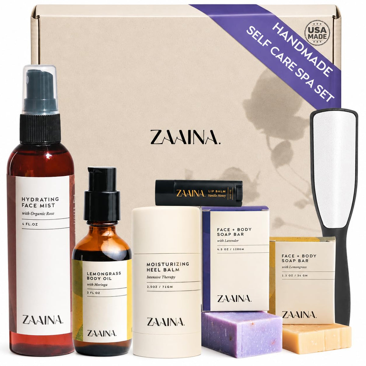ZAAINA Wellness Spa Box front view with elegant gift packaging