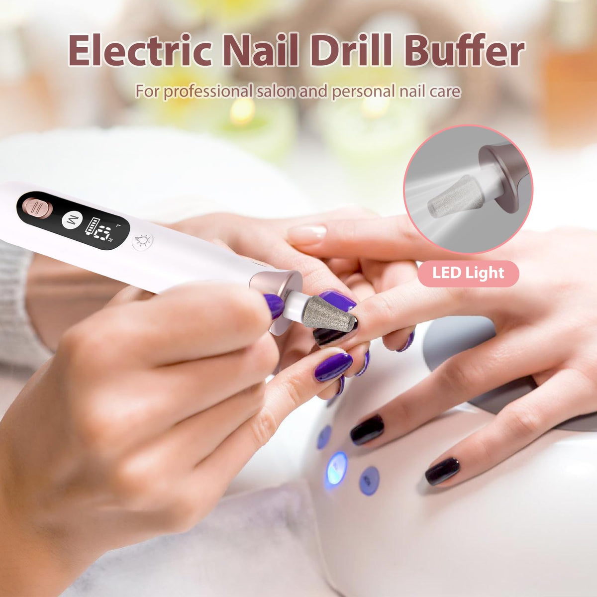 ZABOUL nail drill in use on fingernails