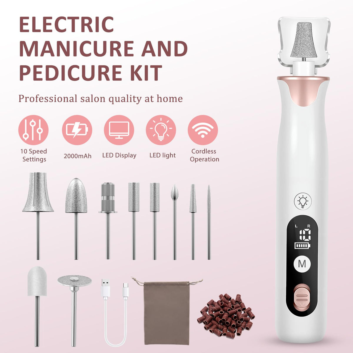 ZABOUL nail drill showing LED display and control buttons