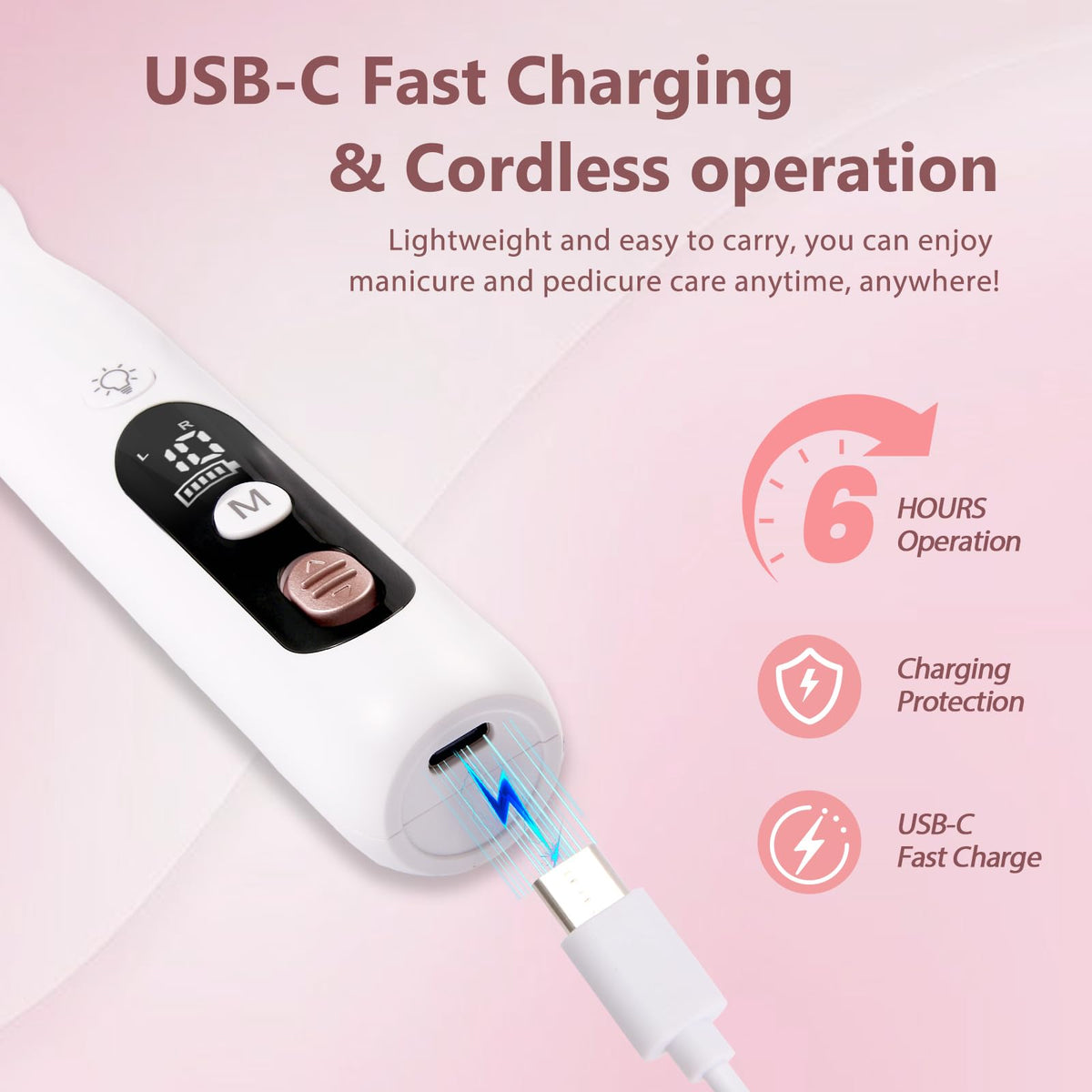 ZABOUL nail drill with USB-C charging cable