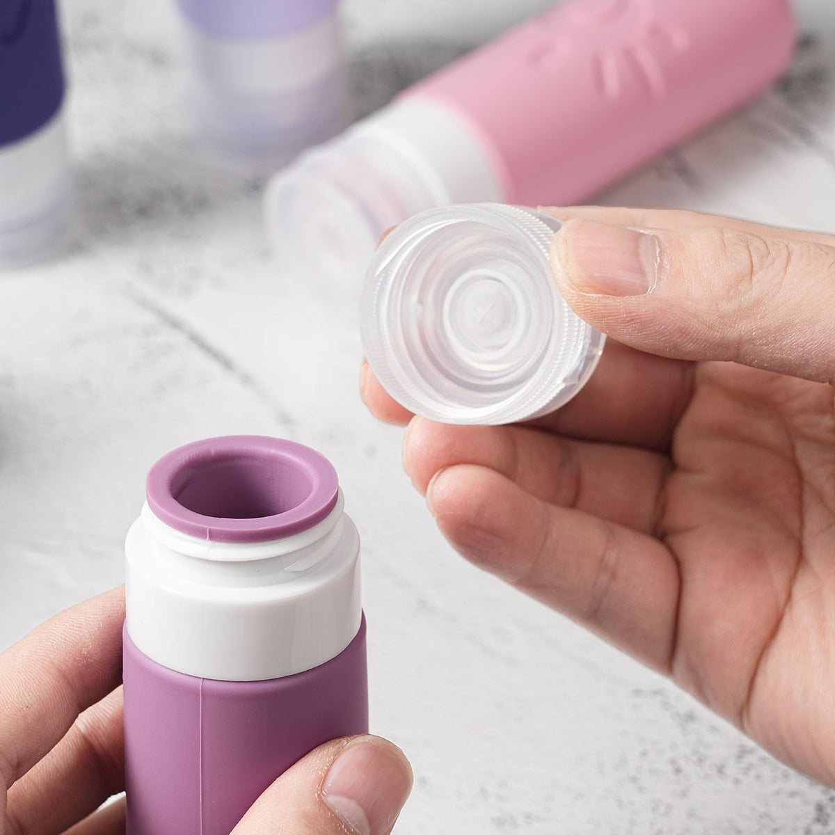 Zafit Travel Bottles showing easy refill feature