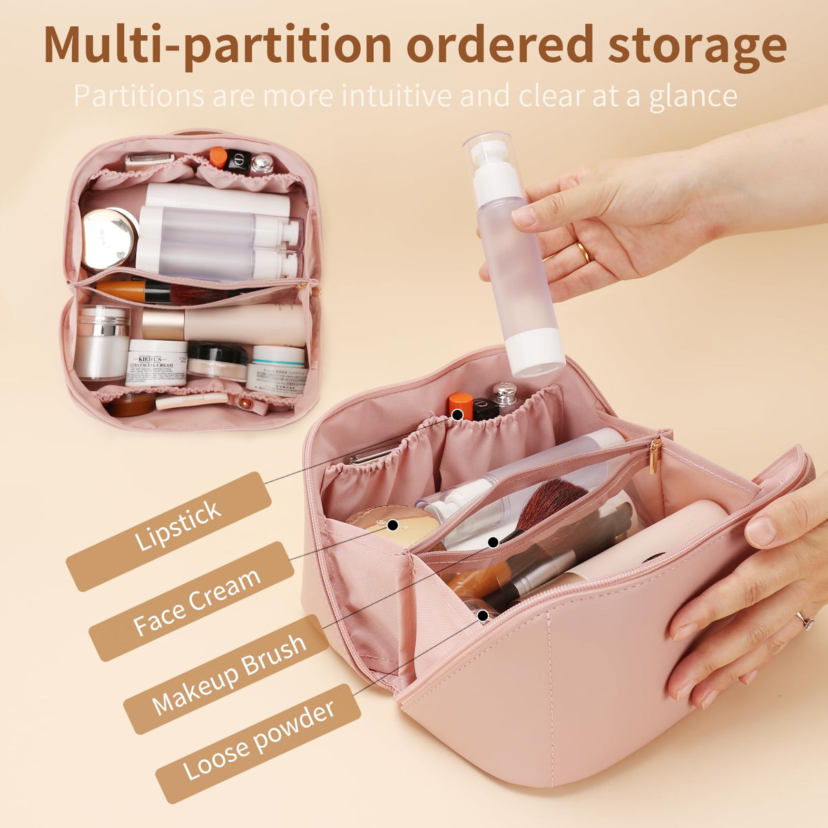 zaleeta mesh bag for cosmetics in travel makeup set