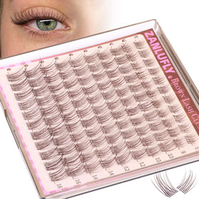 zanlufly brown lash clusters front view