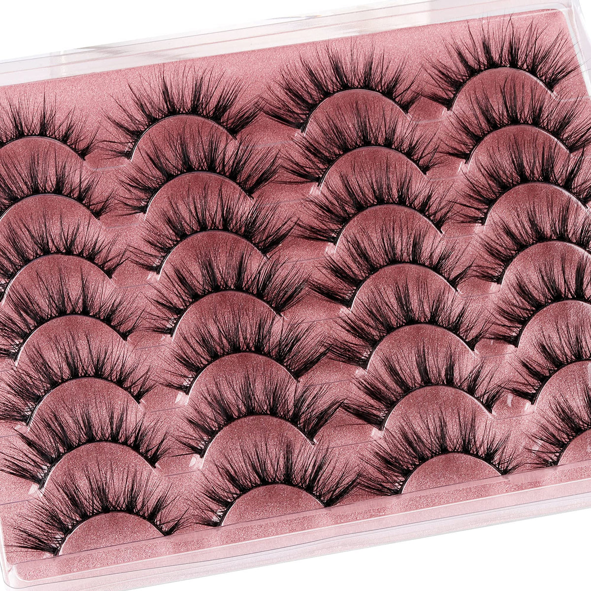 zanlufly false eyelashes 14 pairs in cute pink packaging