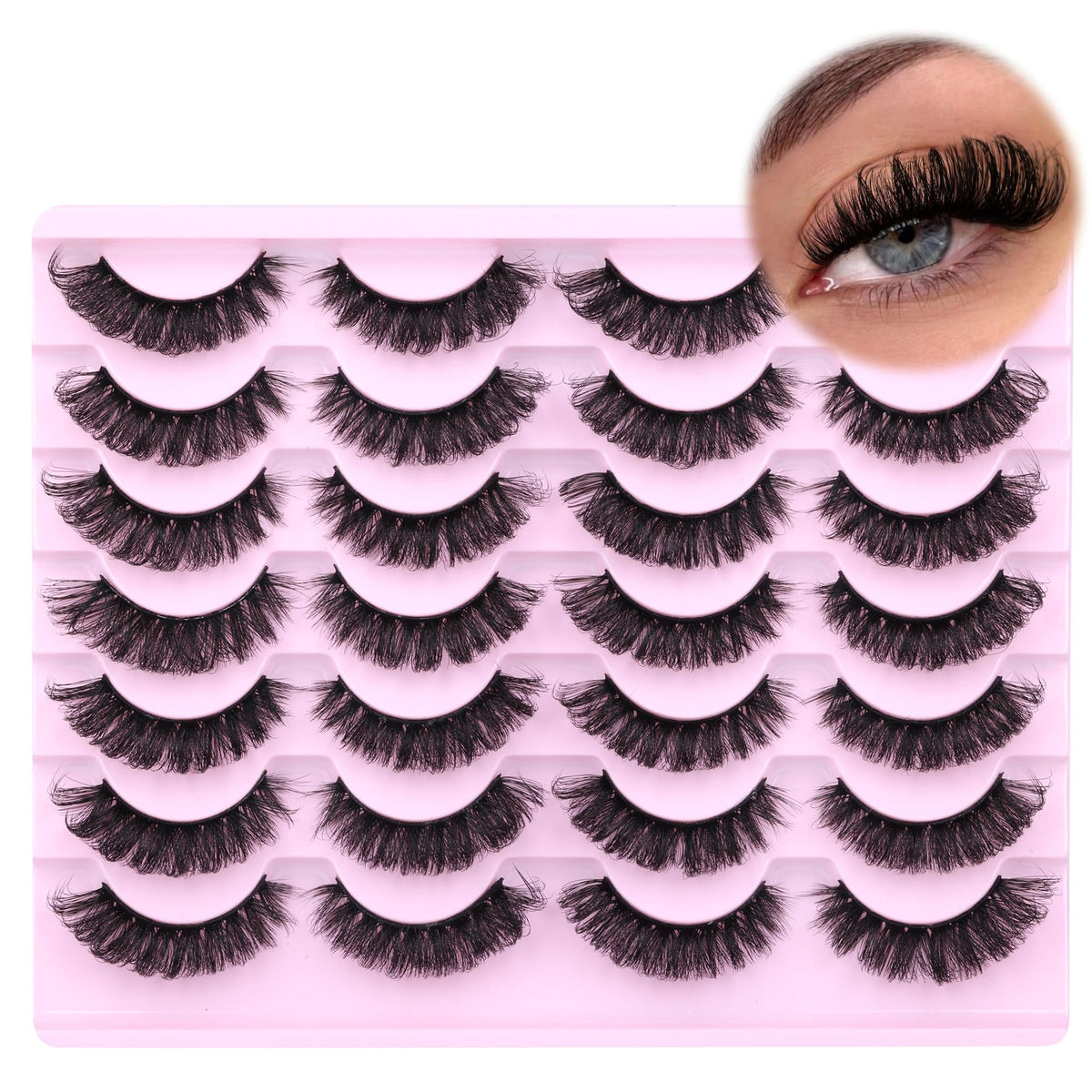 zanlufly False Eyelashes D-Curly Cat Eye lashes in use