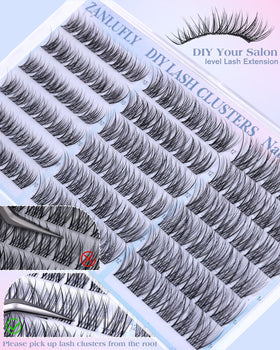 zanlufly Lash Clusters CC-Curly with applicator tools