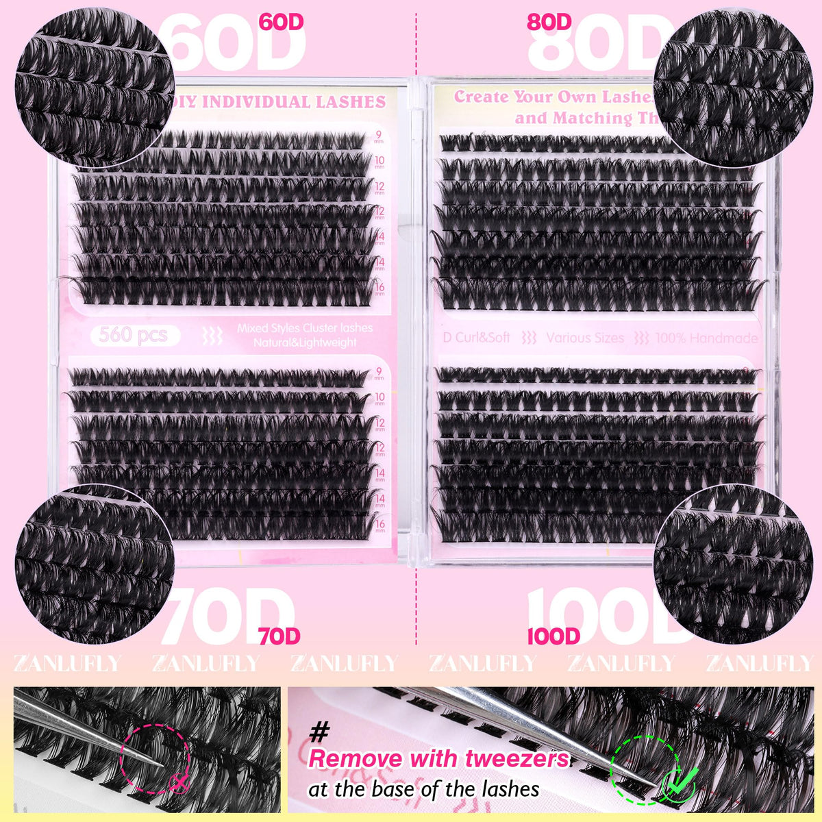 zanlufly Lash Clusters D-Curly Individual Lashes lifestyle scene