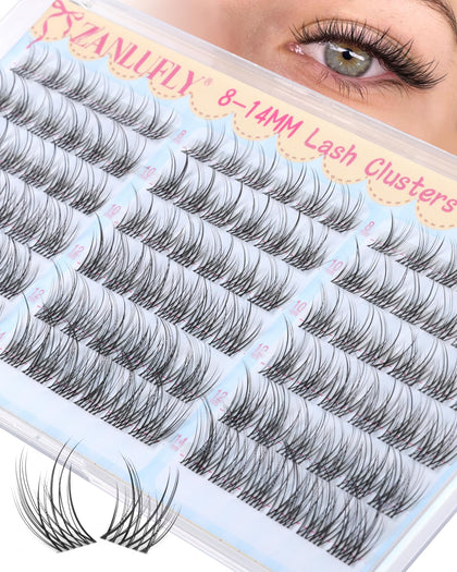 zanlufly Natural Lash Clusters front view with clear band