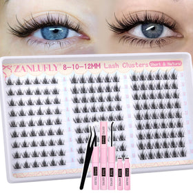 zanlufly Natural Lash Clusters Kit front view with packaging
