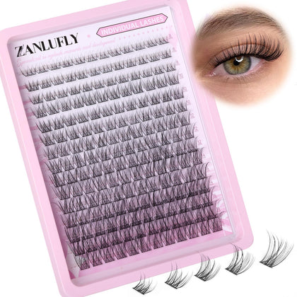 zanlufly Wispy Eyelash Clusters 180Pcs packaging front view
