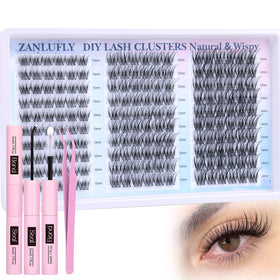 zanlufly Wispy Lash Clusters Kit with 180 individual lashes