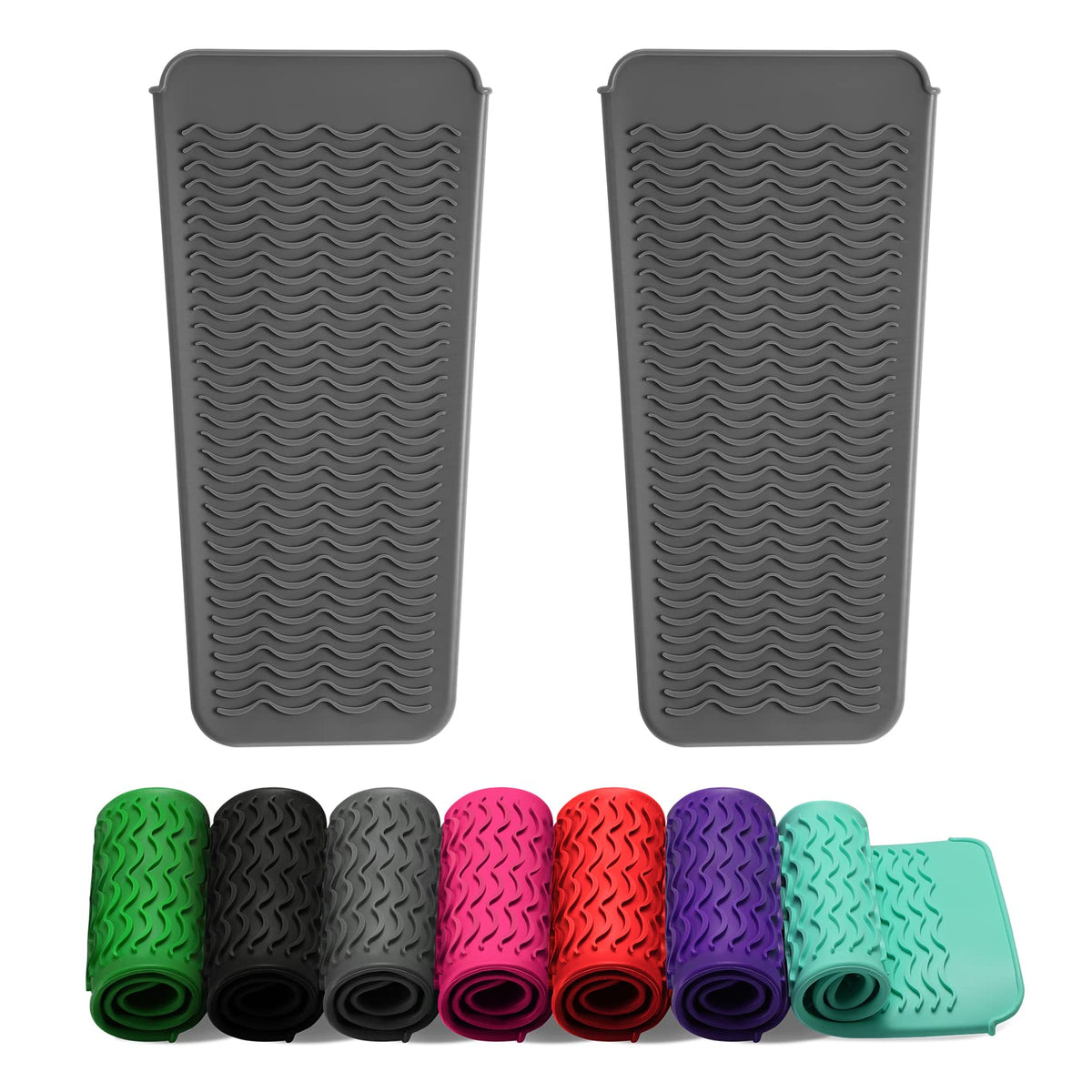 ZAXOP Heat Resistant Silicone Mat Pouch in grey with flat iron