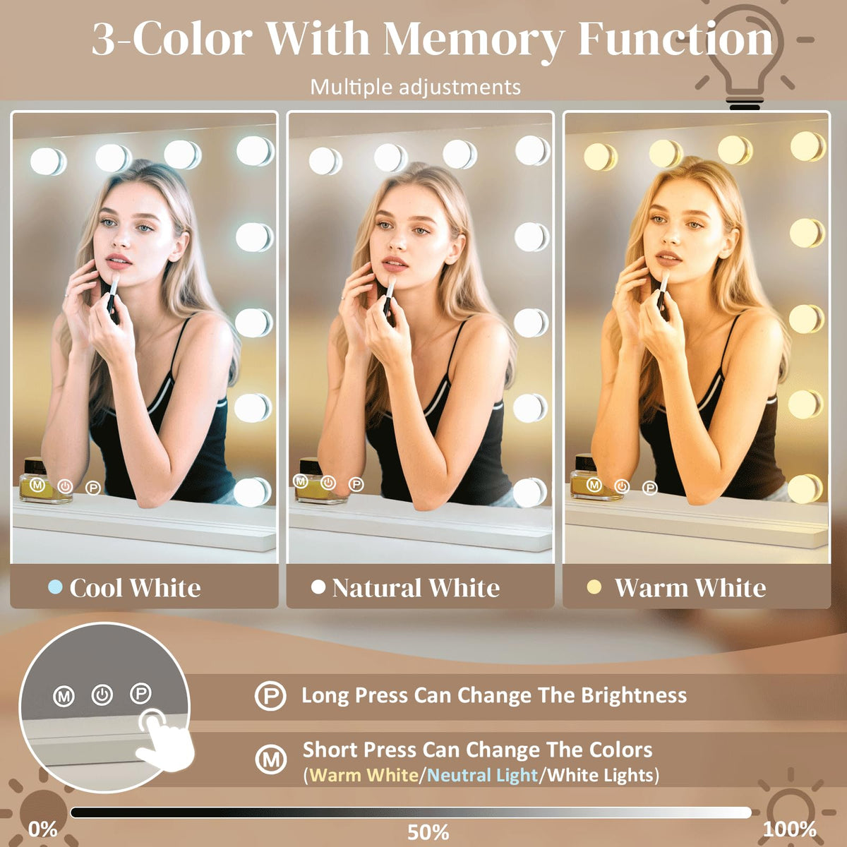 ZazaFi Hollywood Vanity Mirror with 15 light bulbs on