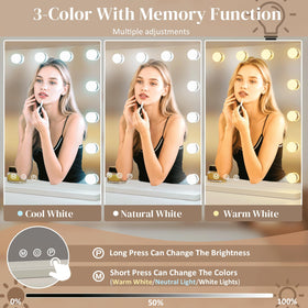 ZazaFi Hollywood Vanity Mirror with 15 light bulbs on