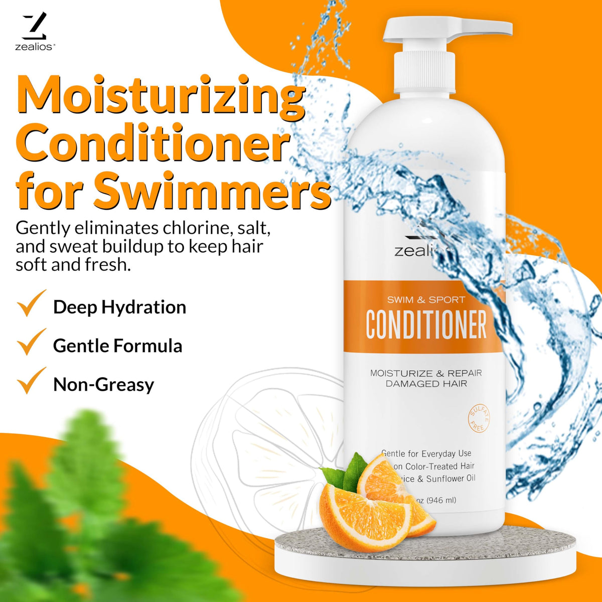 Zealios Swim & Sport Conditioner 32 oz pump bottle
