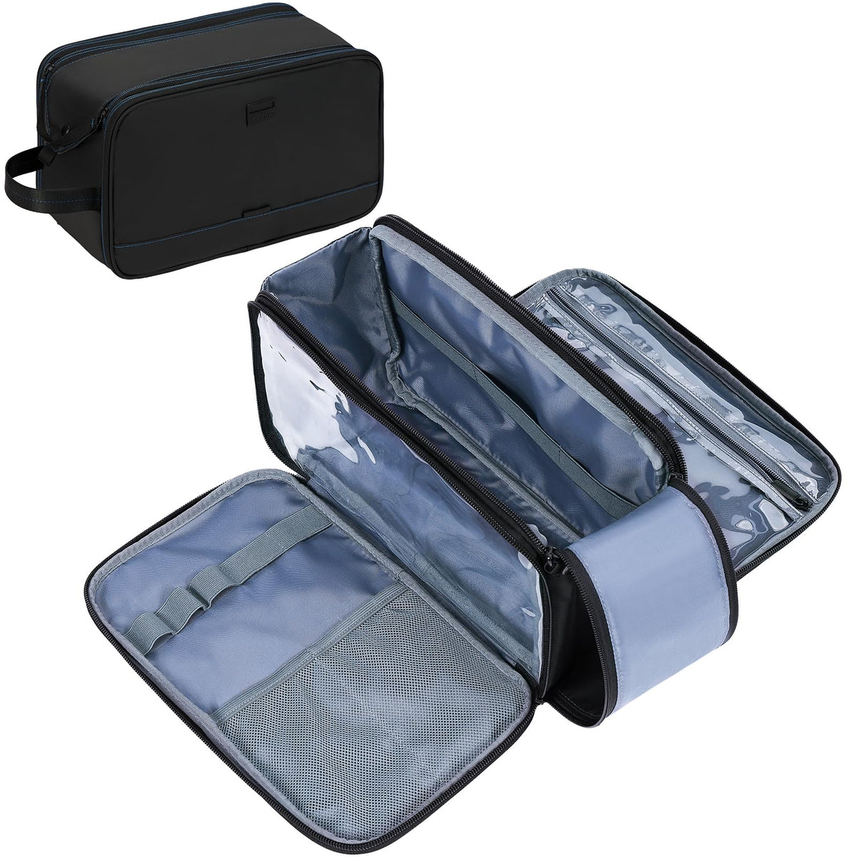 ZEEMO Toiletry Bag for Men front view showing dual compartments