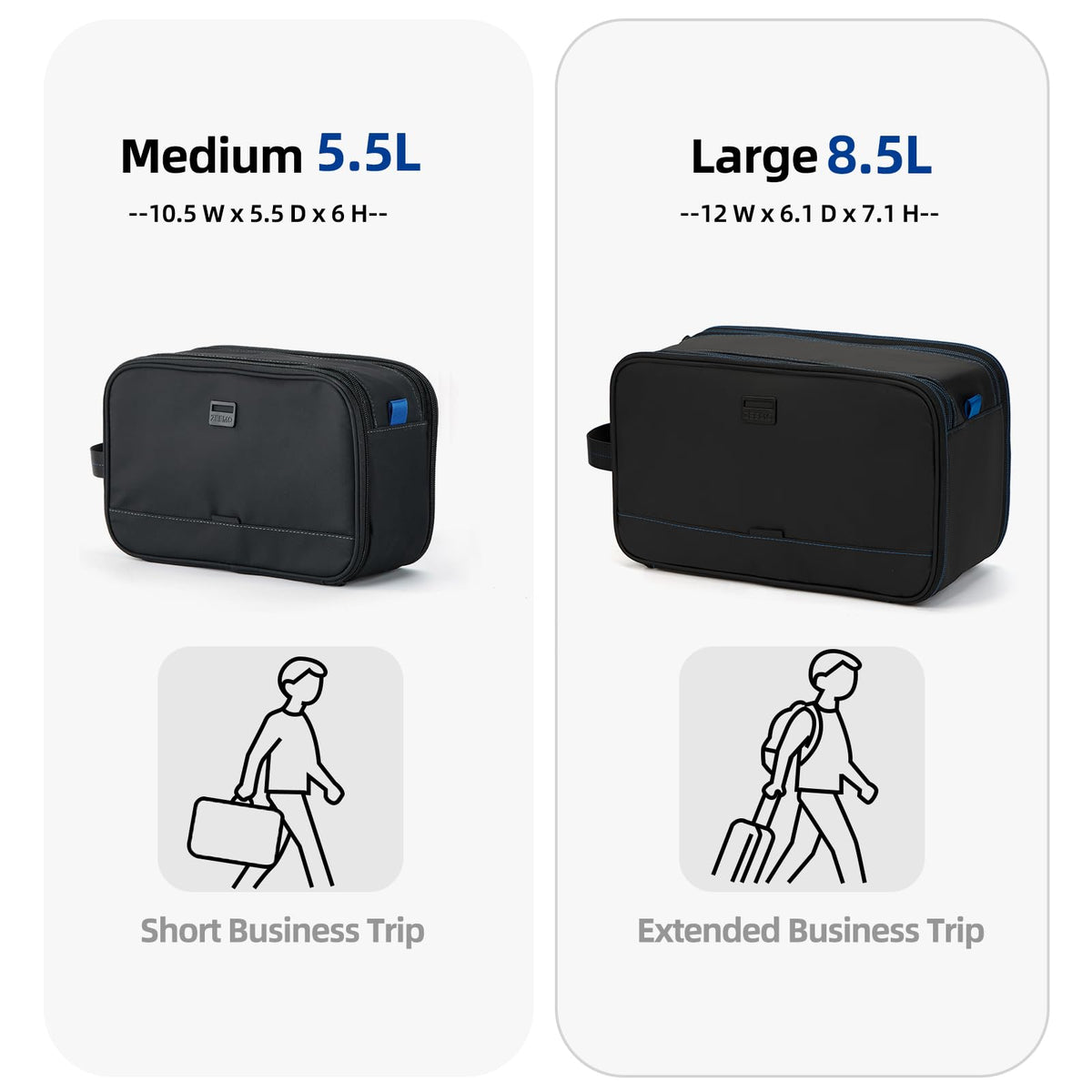 ZEEMO Toiletry Bag in a suitcase for travel