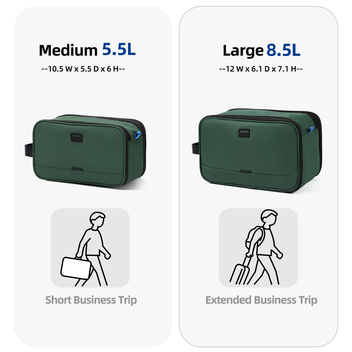 ZEEMO Toiletry Bag packed inside a suitcase for travel