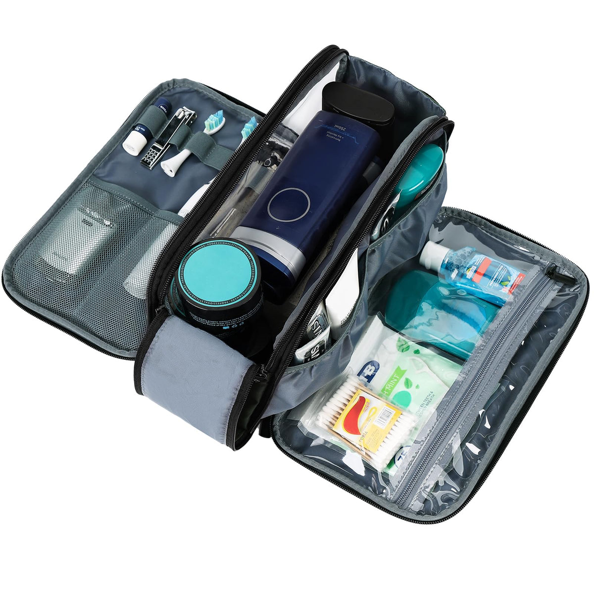 ZEEMO Toiletry Bag side view with sturdy double zippers