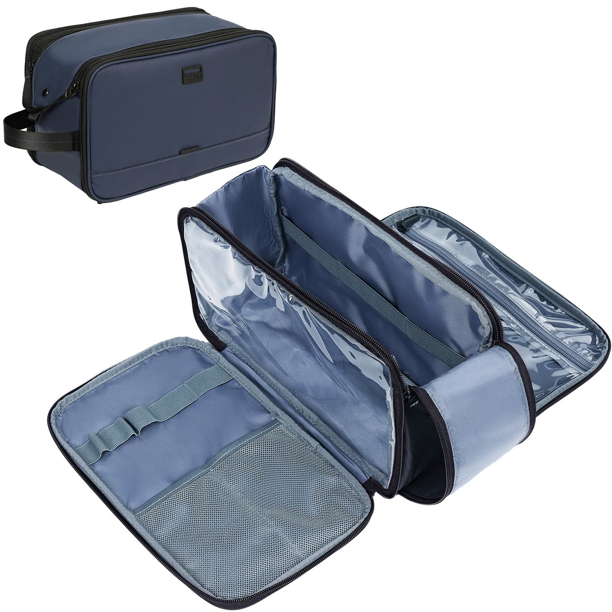 ZEEMO Travel Toiletry Bag front view showing dual compartments