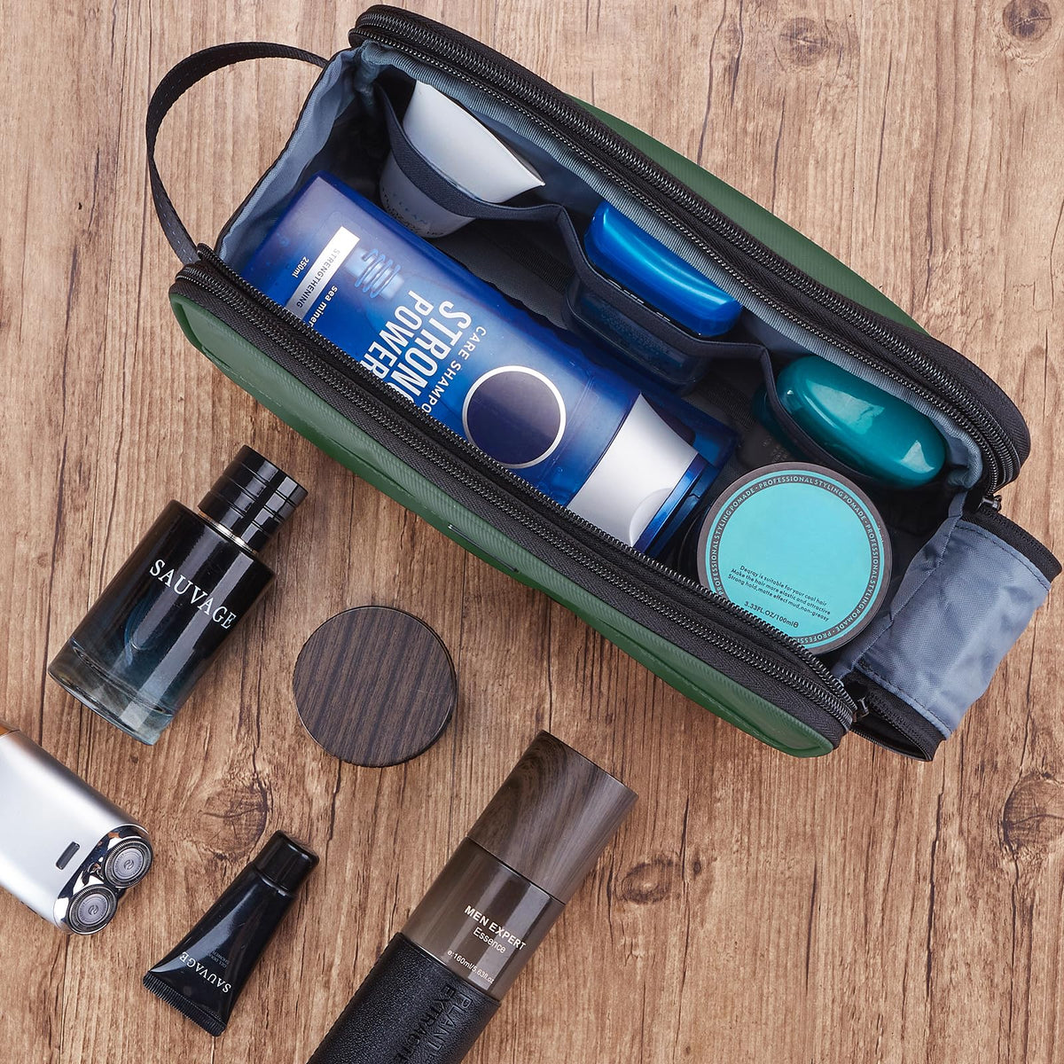 ZEEMO Travel Toiletry Bag in a suitcase for travel