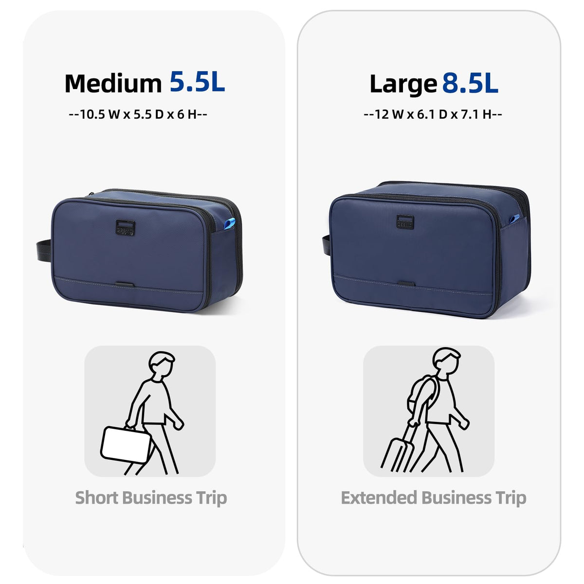 ZEEMO Travel Toiletry Bag laid flat with items organised