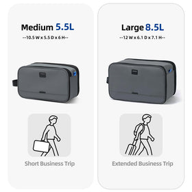 ZEEMO Travel Toiletry Bag packed in a suitcase