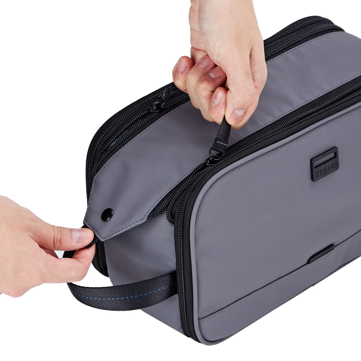 ZEEMO Travel Toiletry Bag showing see-through compartment