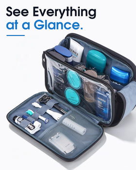 ZEEMO Travel Toiletry Bag showing see-through compartment