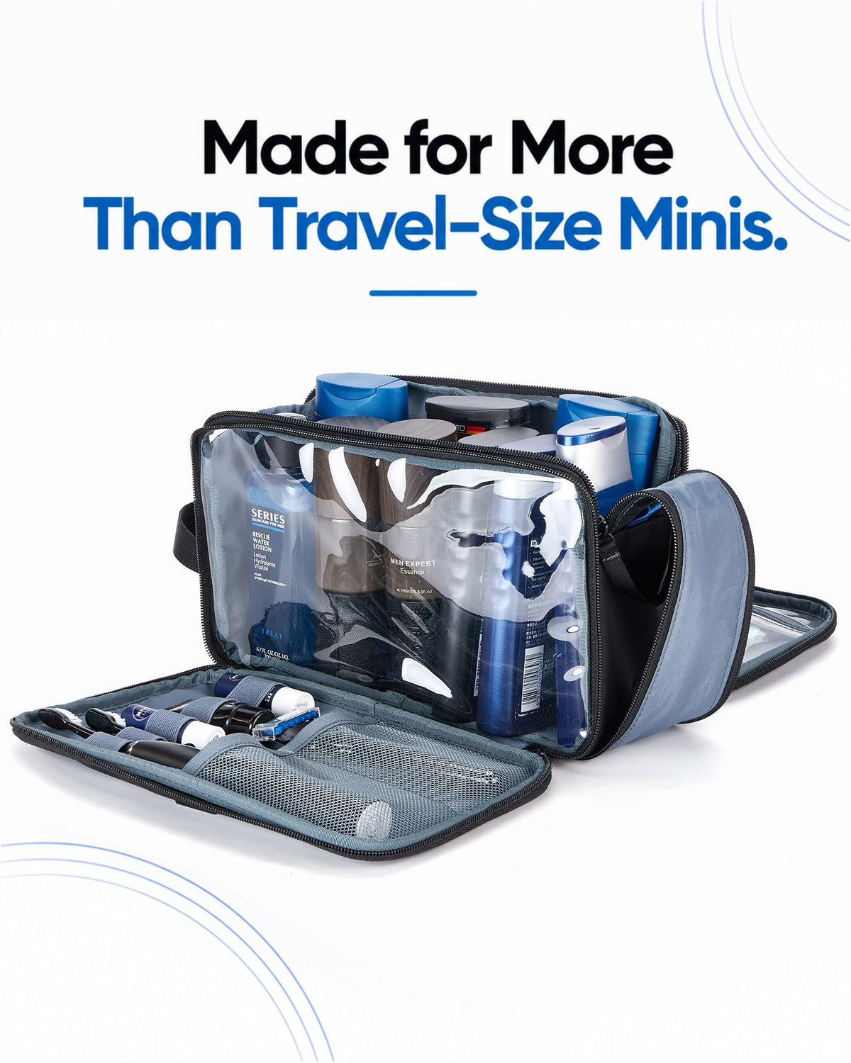 ZEEMO Travel Toiletry Bag with elastic bands and mesh pockets