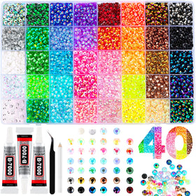 Zefy 40 Colours 5mm Resin Jelly Rhinestones Bedazzler Kit front view with organiser box