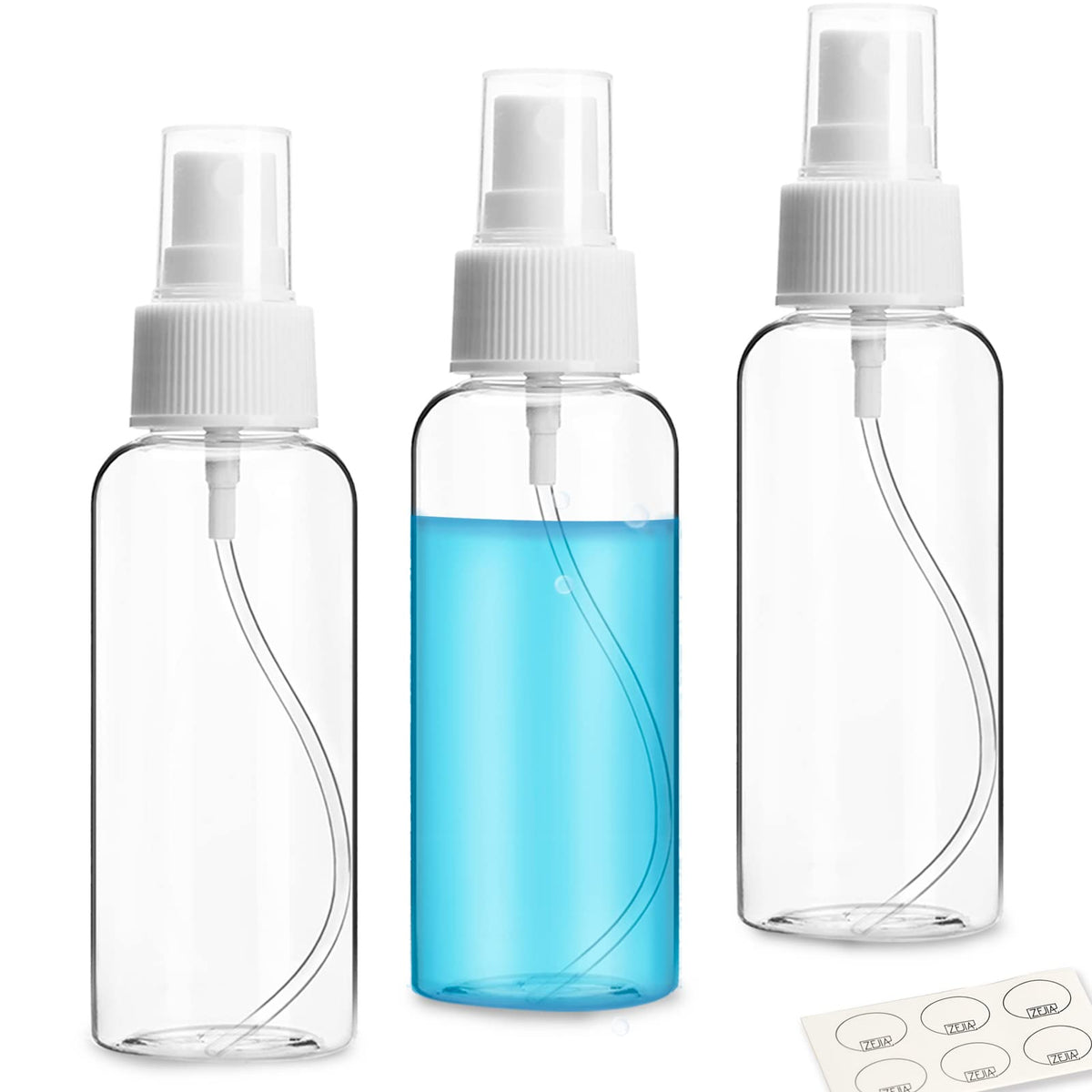ZEJIA 3 pack small spray bottles in clear design