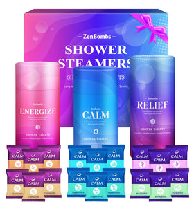 ZenBombs Shower Steamers 18 Pack in elegant packaging