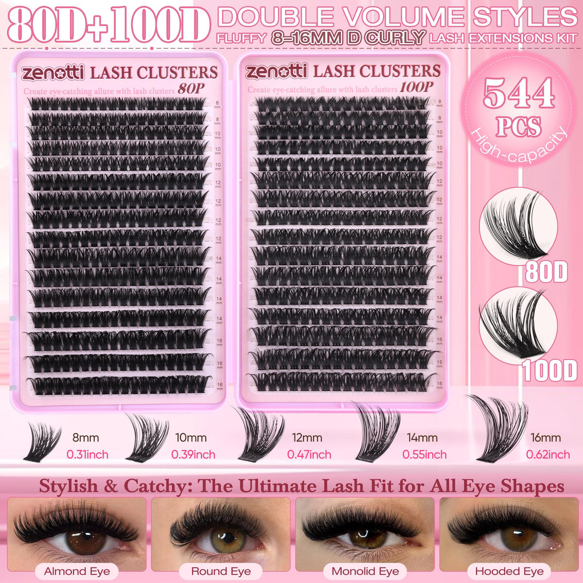 zenotti Lash Clusters 80D and 100D close-up