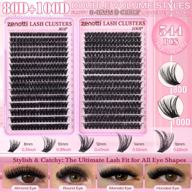 zenotti Lash Clusters 80D and 100D close-up