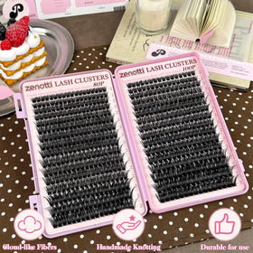 zenotti Lash Clusters displaying various lengths from 8mm to 16mm
