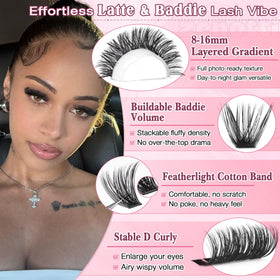zenotti Lash Clusters Kit 544PCS showcasing fluffy 80D and 100D lash clusters