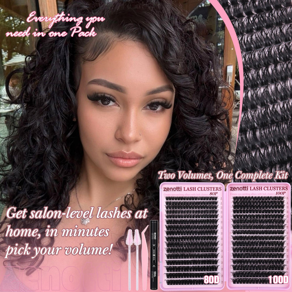 zenotti Lash Clusters Kit 544PCS with D-Curl lash design