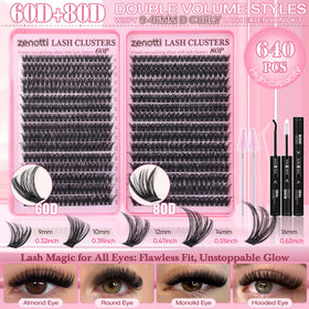zenotti Lash Clusters Kit 640PCS with tweezers and brush