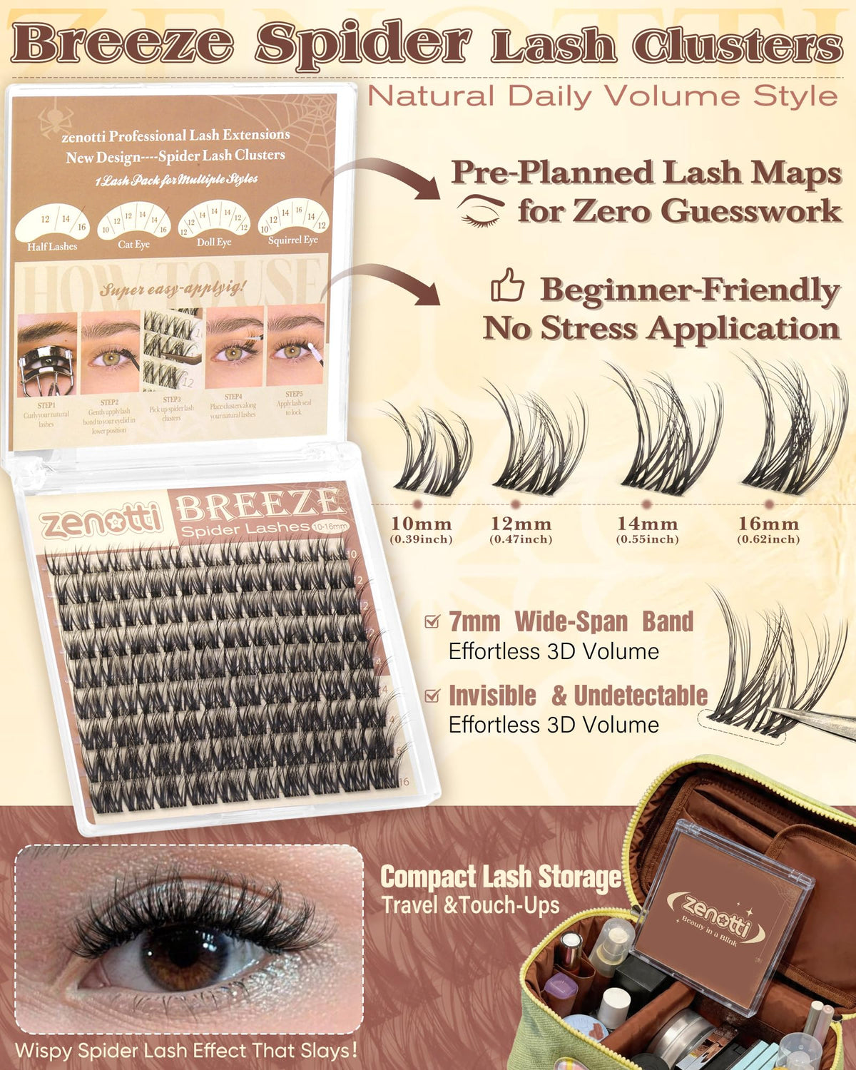 zenotti Spider Lash Clusters close-up of lashes