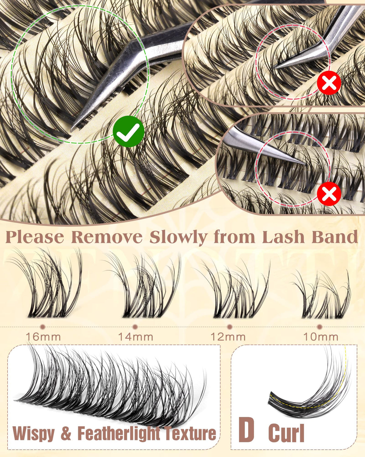 zenotti Spider Lash Clusters showing texture and fluffiness
