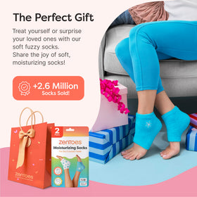ZenToes Moisturizing Heel Socks in use during a self-care routine