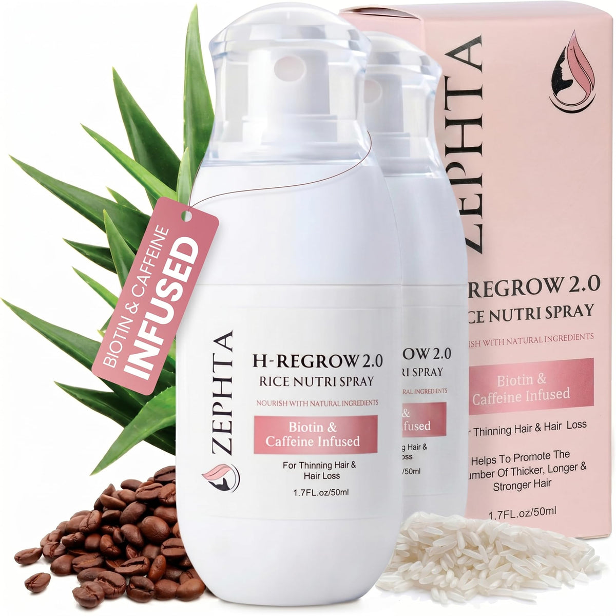 Zephta H-Regrow Hair Growth Spray 2 Pack front view