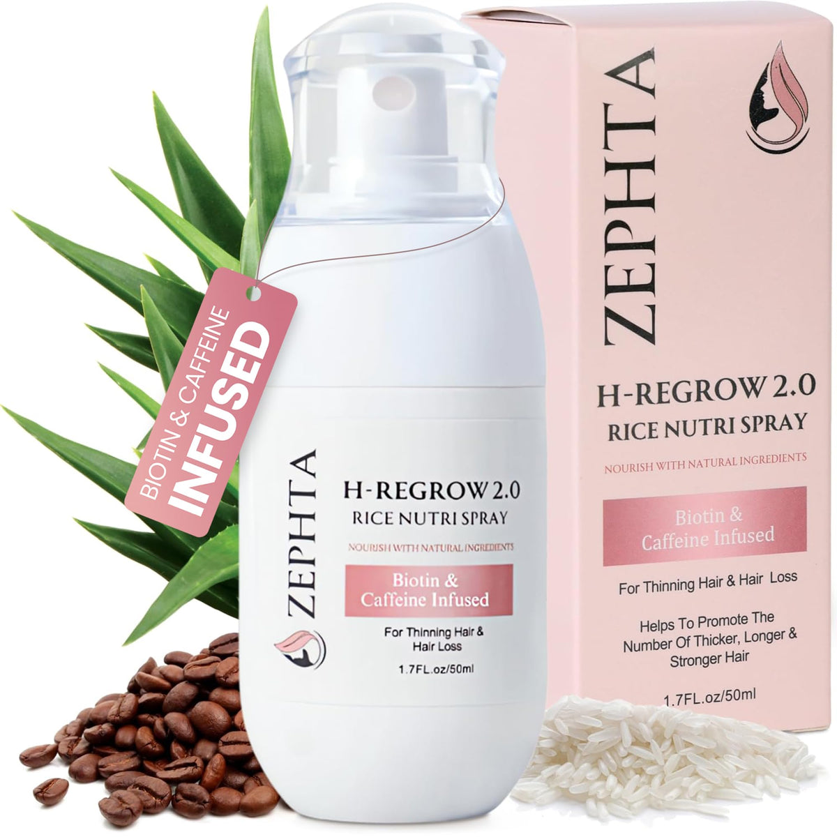 Zephta H-Regrow Hair Growth Spray bottle front view