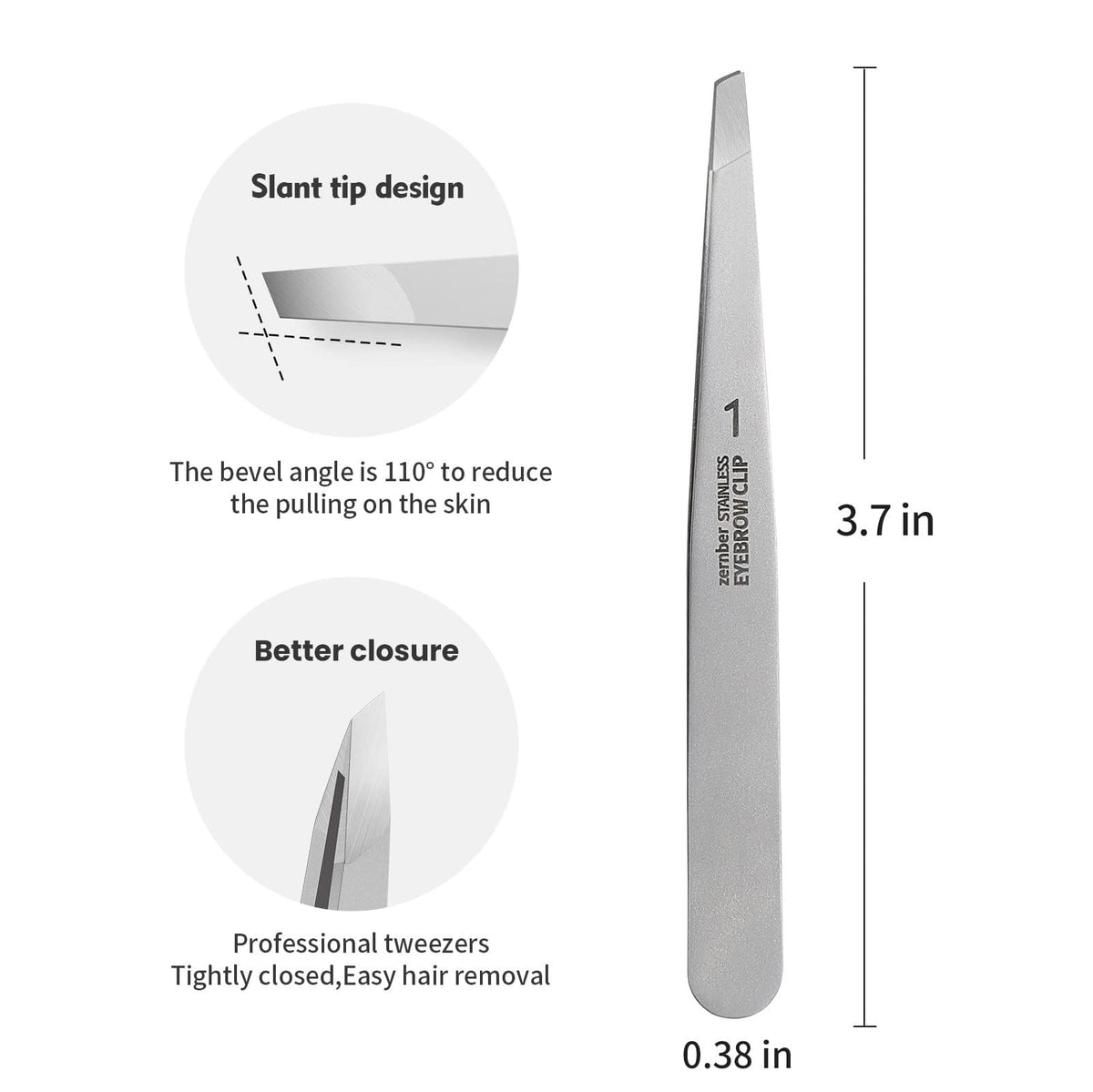 ZERNBER Eyebrow Tweezers in hand demonstrating use